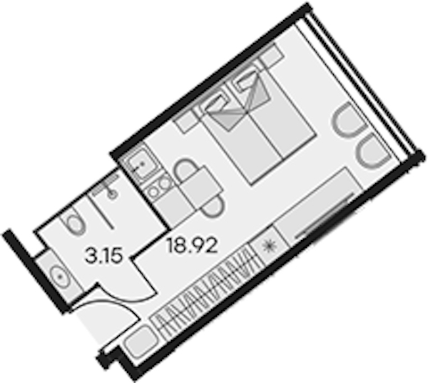 Квартира студия 22.07 м², 5/15 эт., Апарт-отель «Апарт-отель 25-7 Заневский»